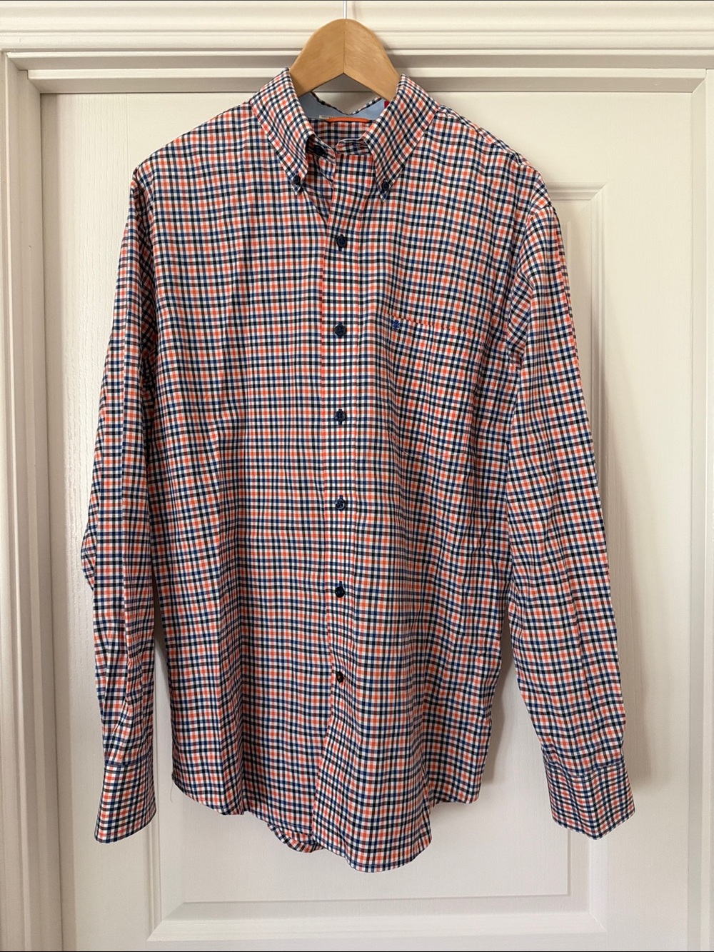 Izod Orange and Blue Plaid Button-Down Shirt
